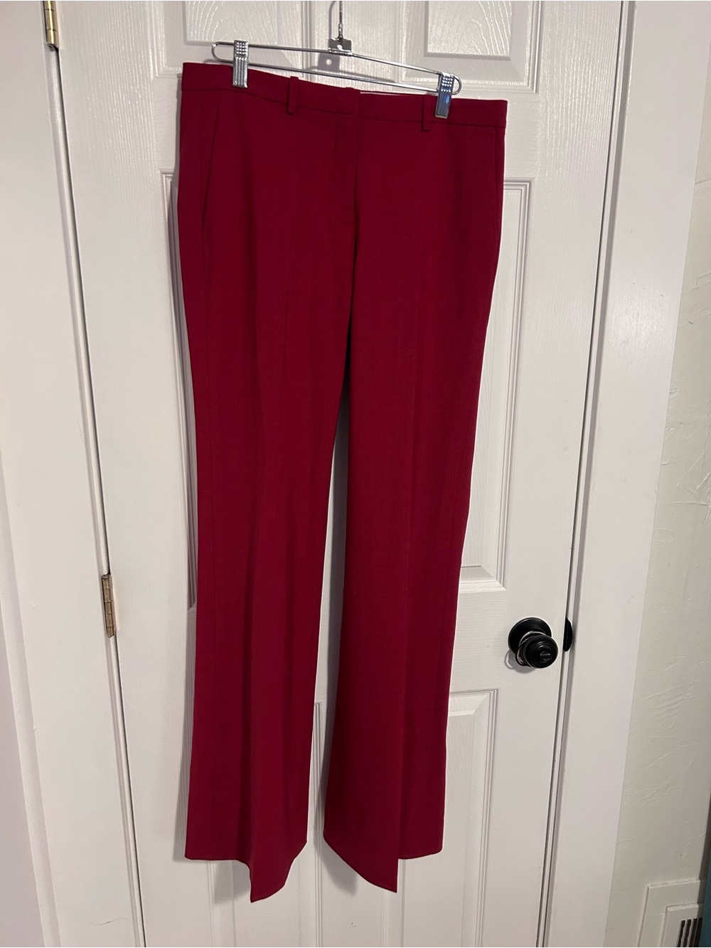 Theory Women's Demitria 2 Stretch Wool Flare Pants in Crimson